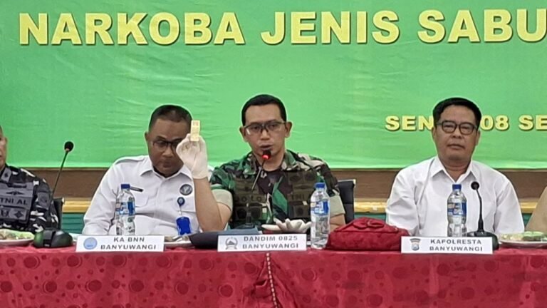 Kodim 0825/Banyuwangi Laksanakan Press Conference Penyerahan Barang Bukti Narkoba Jenis Sabu-Sabu